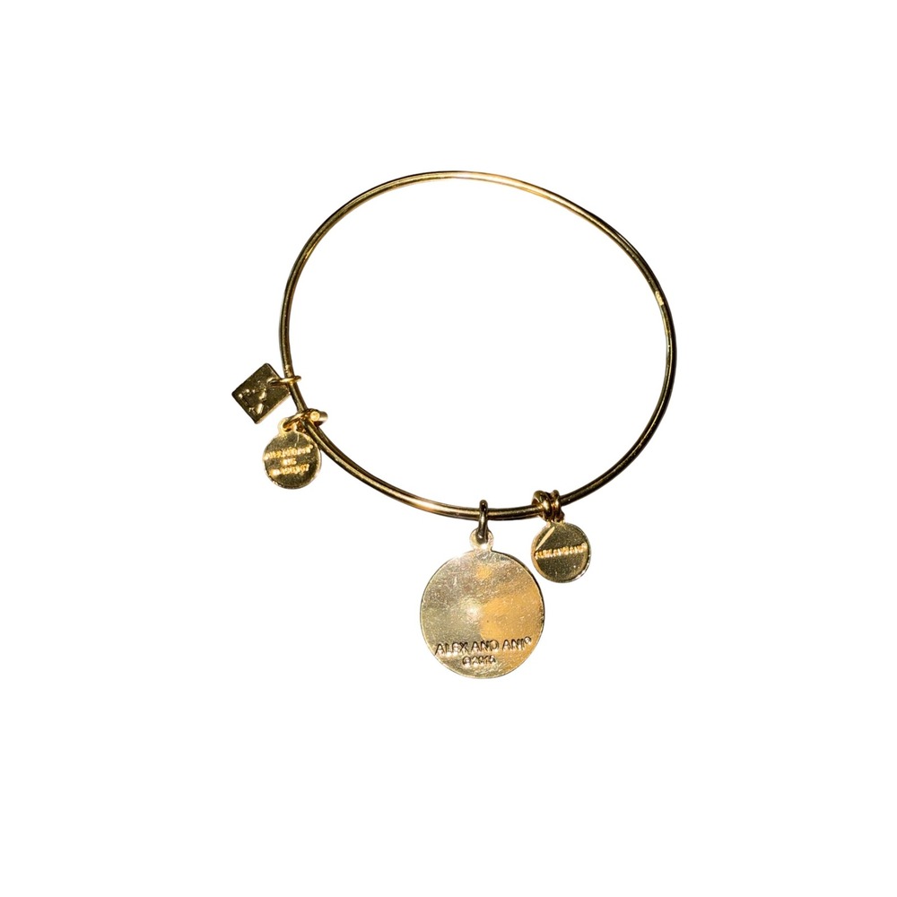 Alex and Ani Gingerbread Man Charm Bangle Bracelet Gold Tone Holiday Christmas - Picture 2 of 2